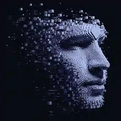 Digitally pixellated face design image