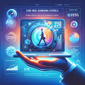 Business dashboard displaying Core Web Vitals metrics LCP INP CLS performance scores and optimization strategies