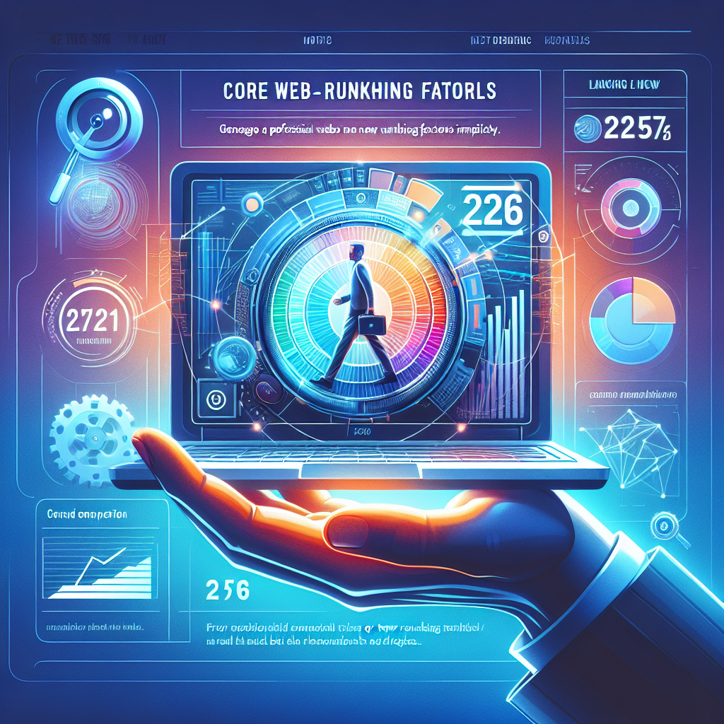 Business dashboard displaying Core Web Vitals metrics LCP INP CLS performance scores and optimization strategies