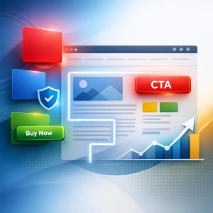 Professional web designer analyzing color psychology and layout patterns on multiple screens for conversion optimization