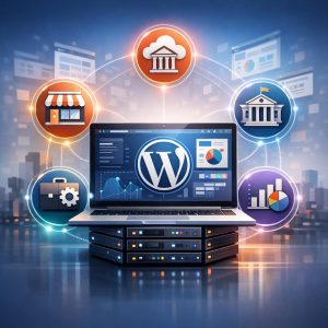 WordPress Multisite dashboard showing centralized management of multiple websites with network admin interface