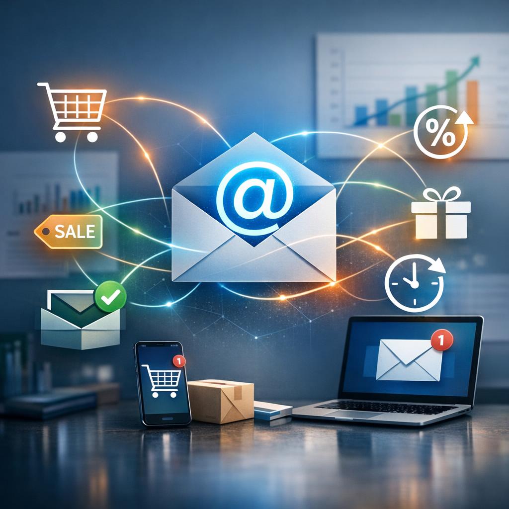 Behavioral email automation dashboard showing triggered campaigns and conversion analytics for customer engagement